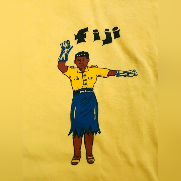 Bula Fuji Bright Yellow Vintage Cotton Graphic T Shirt Mc.Poly Size 42 - Picture 11 of 11